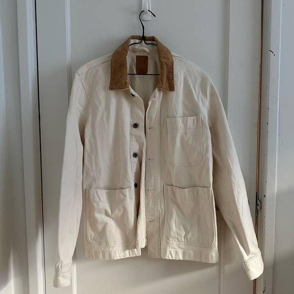 GAP Jackets & Blazers - GAP Cream Utility Jacket with Brown Corduroy Collar